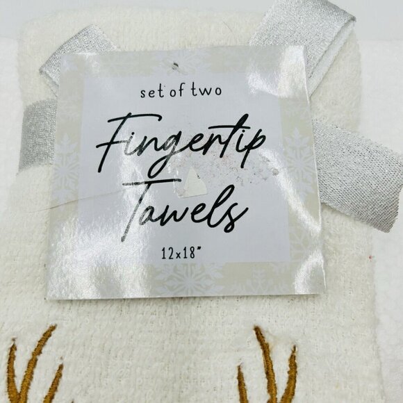 Christmas Holiday Fingertip Towels Embroidered Set of 2 Run Run Rudolph 12"x18" - Picture 3 of 5